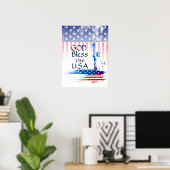 Gott segne die USA-Freiheitsstatue, amerikanische  Poster (Heimbüro)