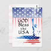 Gott segne die USA-Freiheitsstatue, amerikanische Postkarte (Vorne/Hinten)