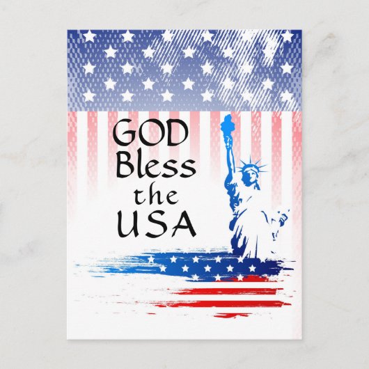 Gott segne die USA-Freiheitsstatue, amerikanische Postkarte (Vorderseite)