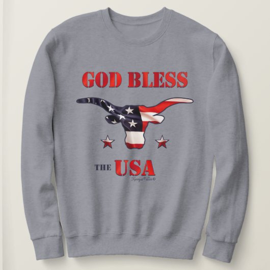 Gott segne die USA - Longhorn Steer Sweatshirt (Design vorne)