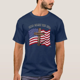 GOTT SEGNE DIE USA mit robustem Kreuz & US-Flagge T-Shirt
