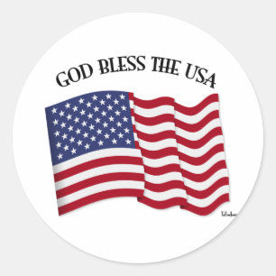 GOTT SEGNE DIE USA mit US-Flagge Runder Aufkleber