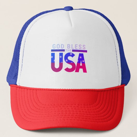 Gott segne die USA Trucker Hat Truckerkappe (Vorderseite)