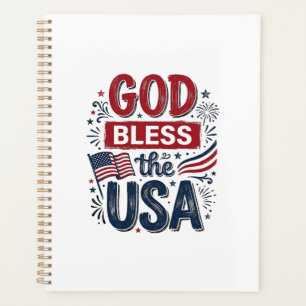 Gott segne die USA Vintage patriotische Glaubensbe Planer
