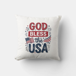 Gott segne die USA Vintage-patriotisches Glaubens- Kissen