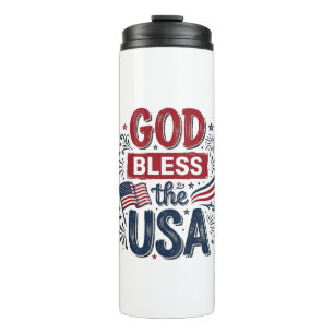Gott segne die USA Vintage-patriotisches Glaubens- Thermosbecher
