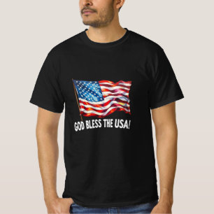 Gott segne die USA Winkende amerikanische Flagge K T-Shirt