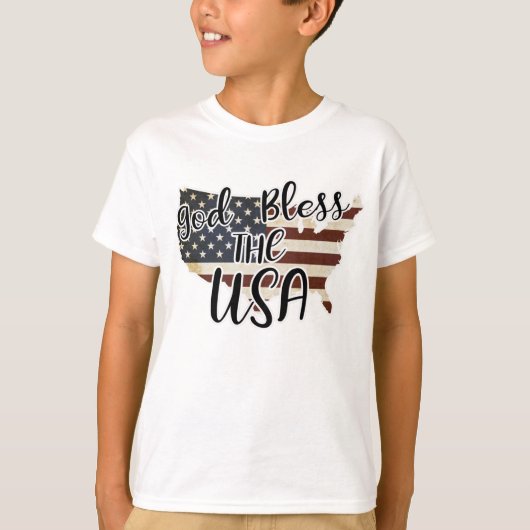 Gott segne die USA Wort art Patriotic Kind unisex T-Shirt (Vorderseite)