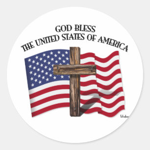 GOTT SEGNE DIE VEREINIGTEN STAATEN VON AMERIKA Kre Runder Aufkleber