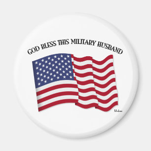 GOTT SEGNE DIESE MILITÄREHEFRAU mit US-Flagge Magnet