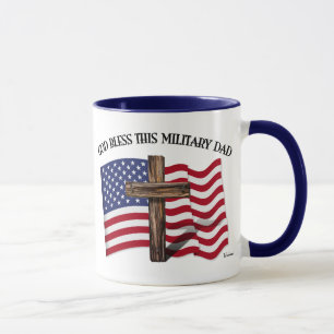 GOTT SEGNE DIESE MILITÄRVATER raues Kreuz & US-Fla Tasse