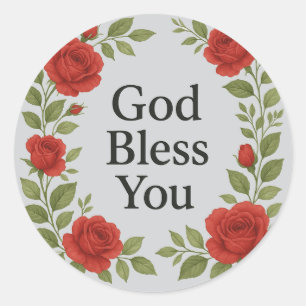 Gott segne Euch religiöse Rose floral Runder Aufkleber