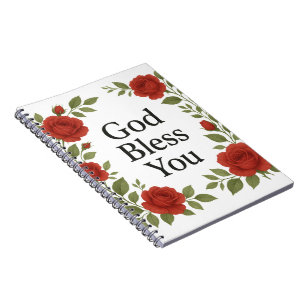Gott segne Euch religiöse Rosen-Blumenkarten Notizblock