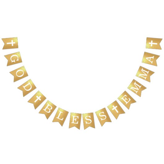 Gott segne Gold 4 Briefe Name Taufgemeinschaft Wimpelkette (Alle)