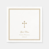 Gott segne Gold Cross Boy Taufe Serviette (Vorderseite)