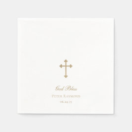 Gott segne Gold Cross Boy Taufe Serviette