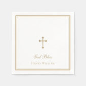 Gott segne Gold Cross Boy Taufe Serviette (Vorderseite)