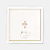 Gott segne Gold Cross Boy Taufe Serviette (Vorderseite)