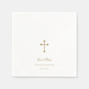 Gott segne Goldkreuz Jungen Taufe Serviette