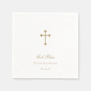Gott segne Goldkreuz Jungen Taufe Serviette