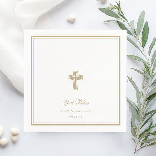 Gott segne Goldkreuz Mädchen Taufe Serviette