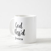 Gott segne inspirierende Phrase Weiße Typografie Kaffeetasse (Vorderseite Links)