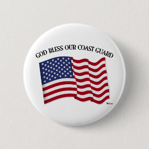GOTT SEGNE KÜSTENWACHE mit & US-Flagge Button