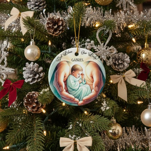"Gott segne mein Baby" 🎄 👶 Keramik Ornament