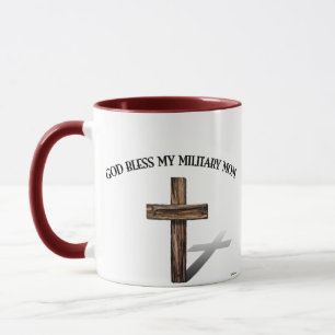 GOTT SEGNE MEINE MILITÄRMUTTER mit robustem Kreuz Tasse