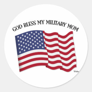 GOTT SEGNE MEINE MILITÄRMUTTER mit US-Flagge Runder Aufkleber