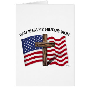 GOTT SEGNE MEINE MILITÄRMUTTER raues Kreuz & US-Fl