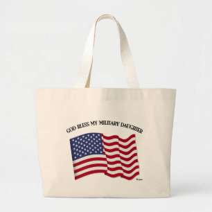 GOTT SEGNE MEINE MILITÄRTOCHTER mit US-Flagge Jumbo Stoffbeutel