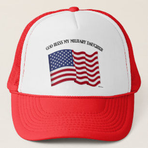 GOTT SEGNE MEINE MILITÄRTOCHTER mit US-Flagge Truckerkappe