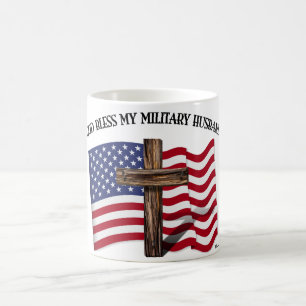 GOTT SEGNE MEINEN MILITÄRISCHEN EHEMANN raues Kreu Kaffeetasse
