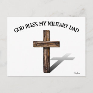 GOTT SEGNE MEINEN MILITÄRVATER mit robustem Kreuz Postkarte