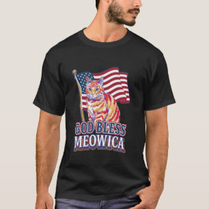 Gott segne Meowica Lustiges patriotisches Katzende T-Shirt