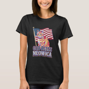 Gott segne Meowica Lustiges patriotisches Katzende T-Shirt