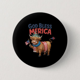 Gott segne Merica 4. Juli Kuh USA Button