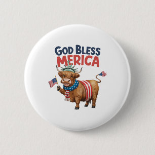 Gott segne Merica 4. Juli Kuh USA Button