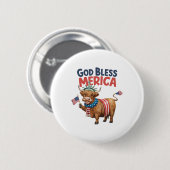 Gott segne Merica 4. Juli Kuh USA Button (Vorne & Hinten)