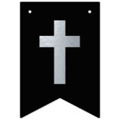 Gott segne Name Black Silver Cross Boy Bestätigung Wimpelkette (Erste Fahne)