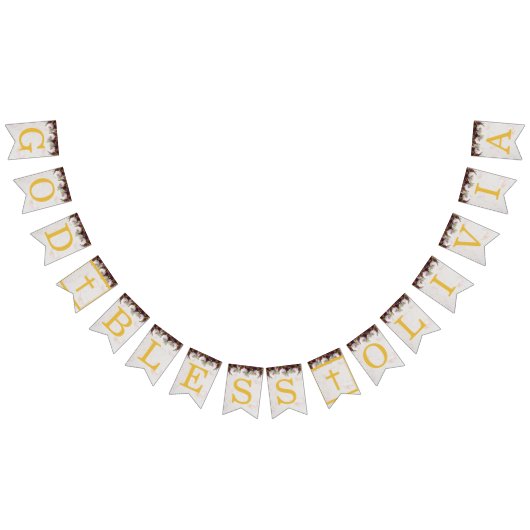 Gott segne Name Blumenzwiebeln Taufkommunion Wimpelkette (Alle)