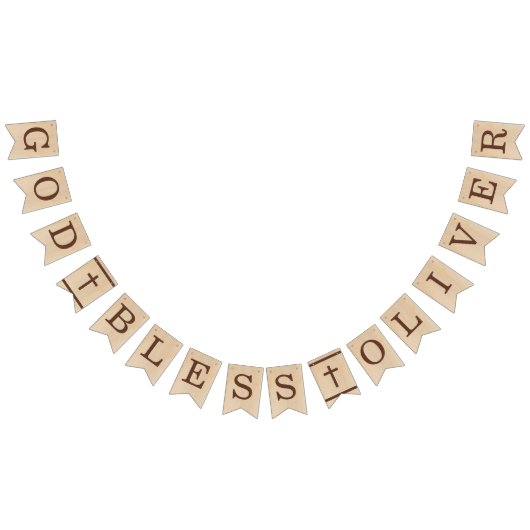 Gott segne Name Brown Holz Taufe Erste Kommune Wimpelkette (Alle)