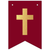 Gott segne Name Gold Burgund Taufgemeinschaft Wimpelkette (Erste Fahne)