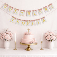 Gott segne Name Rosa Orchideen Girl Baptism Kommun