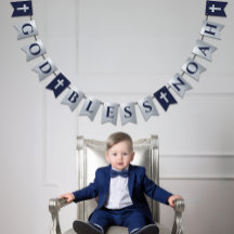 Gott segne Name Silver Navy Blauer Taufen Kommune