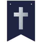 Gott segne Name Silver Navy Blauer Taufen Kommune Wimpelkette (Erste Fahne)