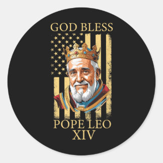 Gott segne Papst Leo Xiv, Amerikanische Flagge 202 Runder Aufkleber