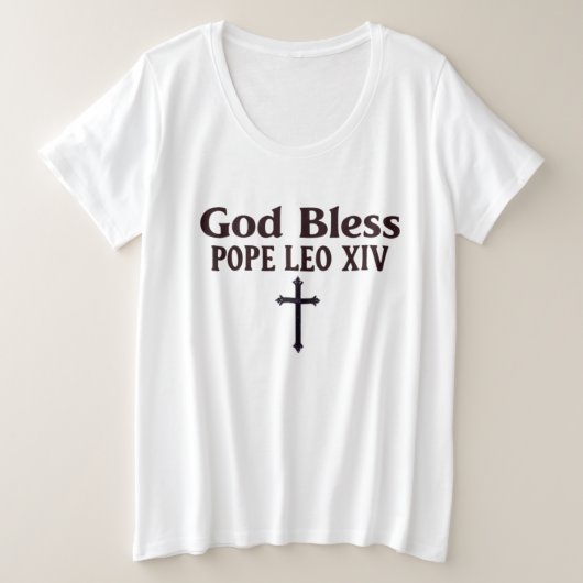 Gott segne Papst Leo XIV Große Größe T-Shirt (Design vorne)
