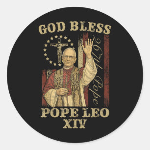 Gott segne Papst Leo Xiv Kardinal Robert Prevost Runder Aufkleber